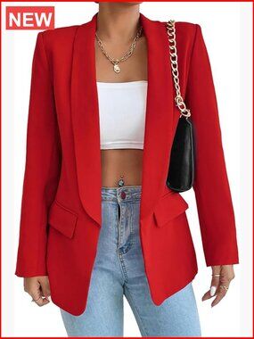 Polyester Spandex Casual Blazer Shawl Collar Slim Fit Jacket